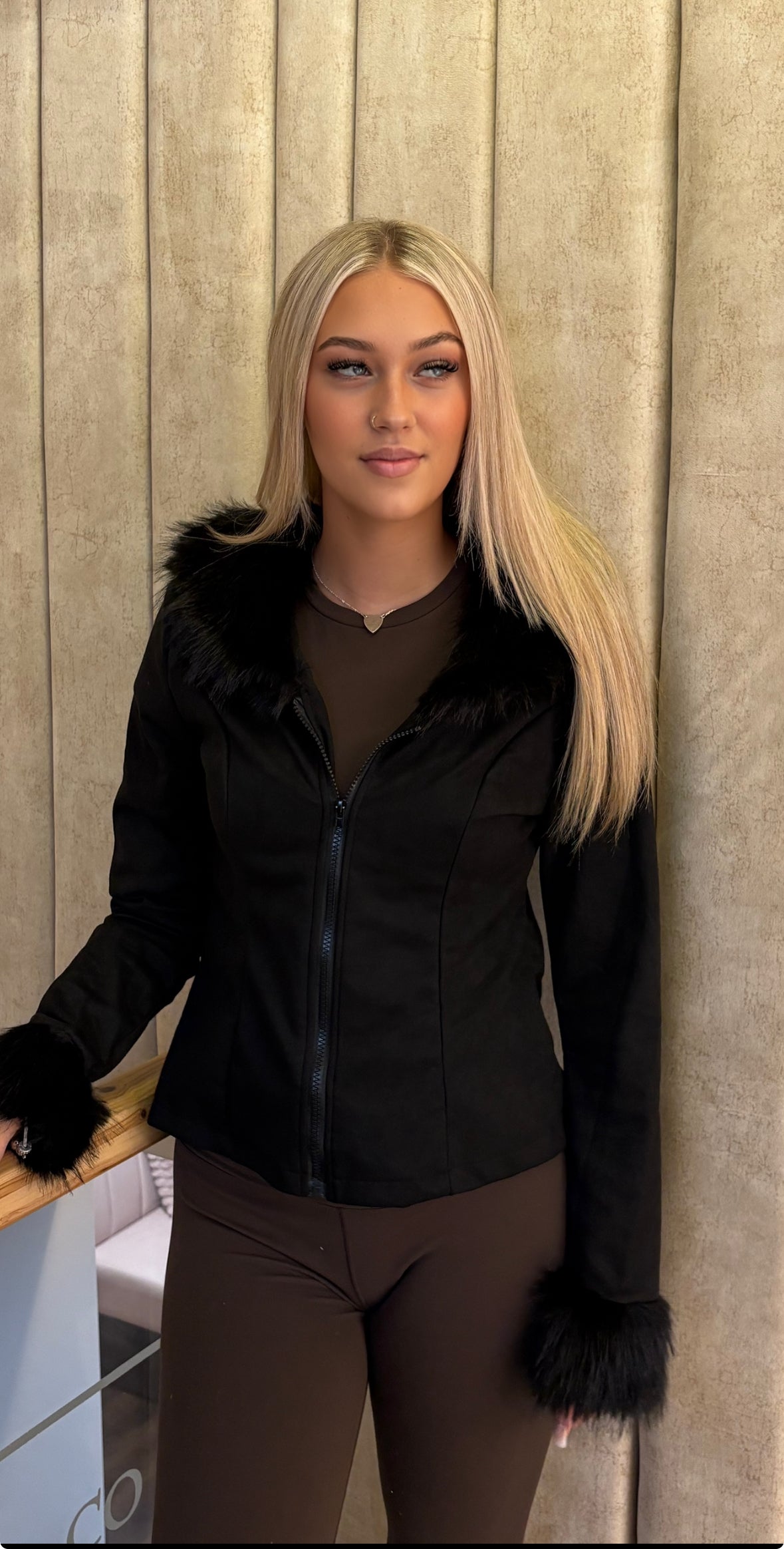 Fur cuff/collar jacket
