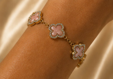 Pink clover bracelet