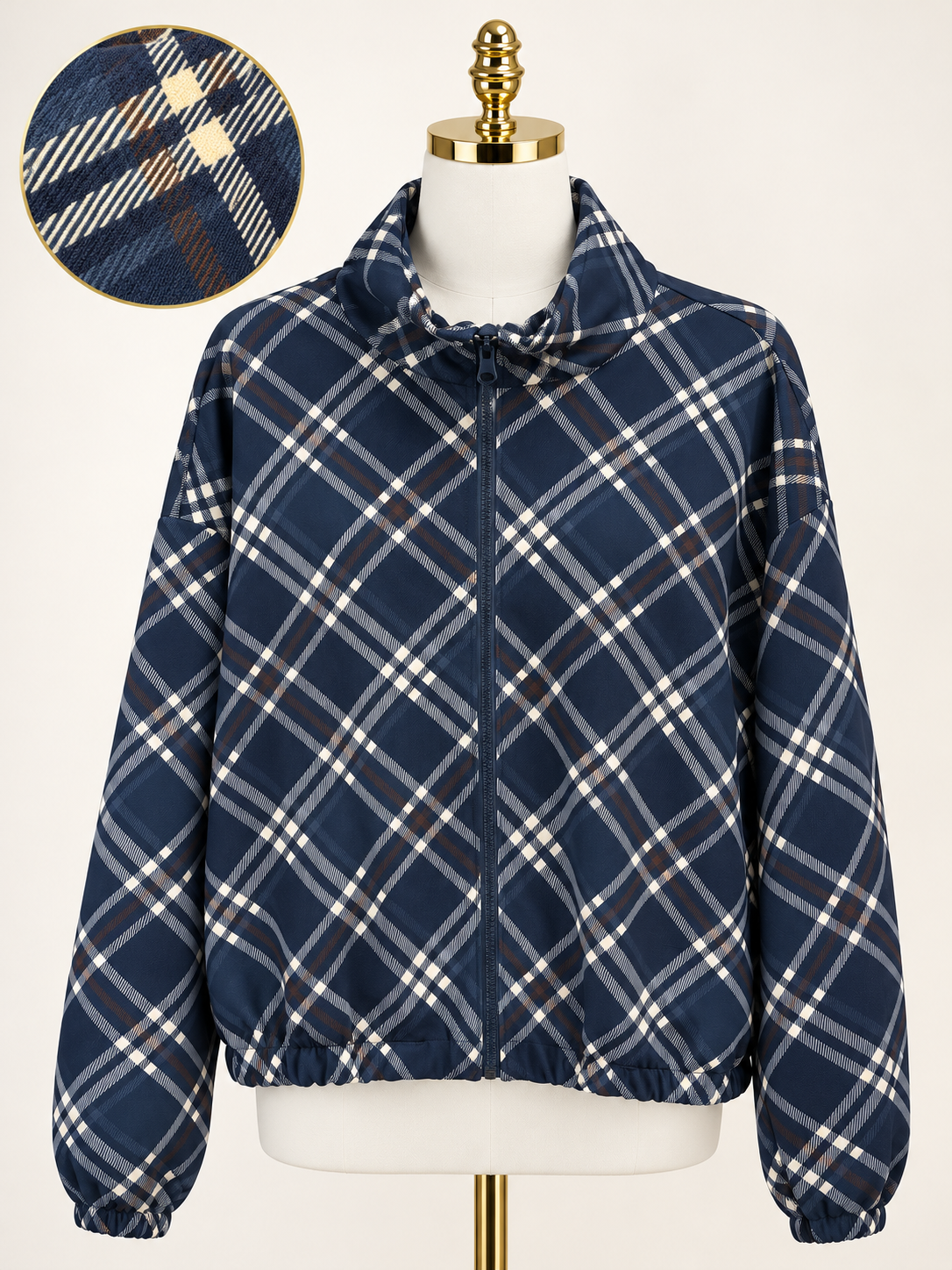 Checked windbreaker jacket