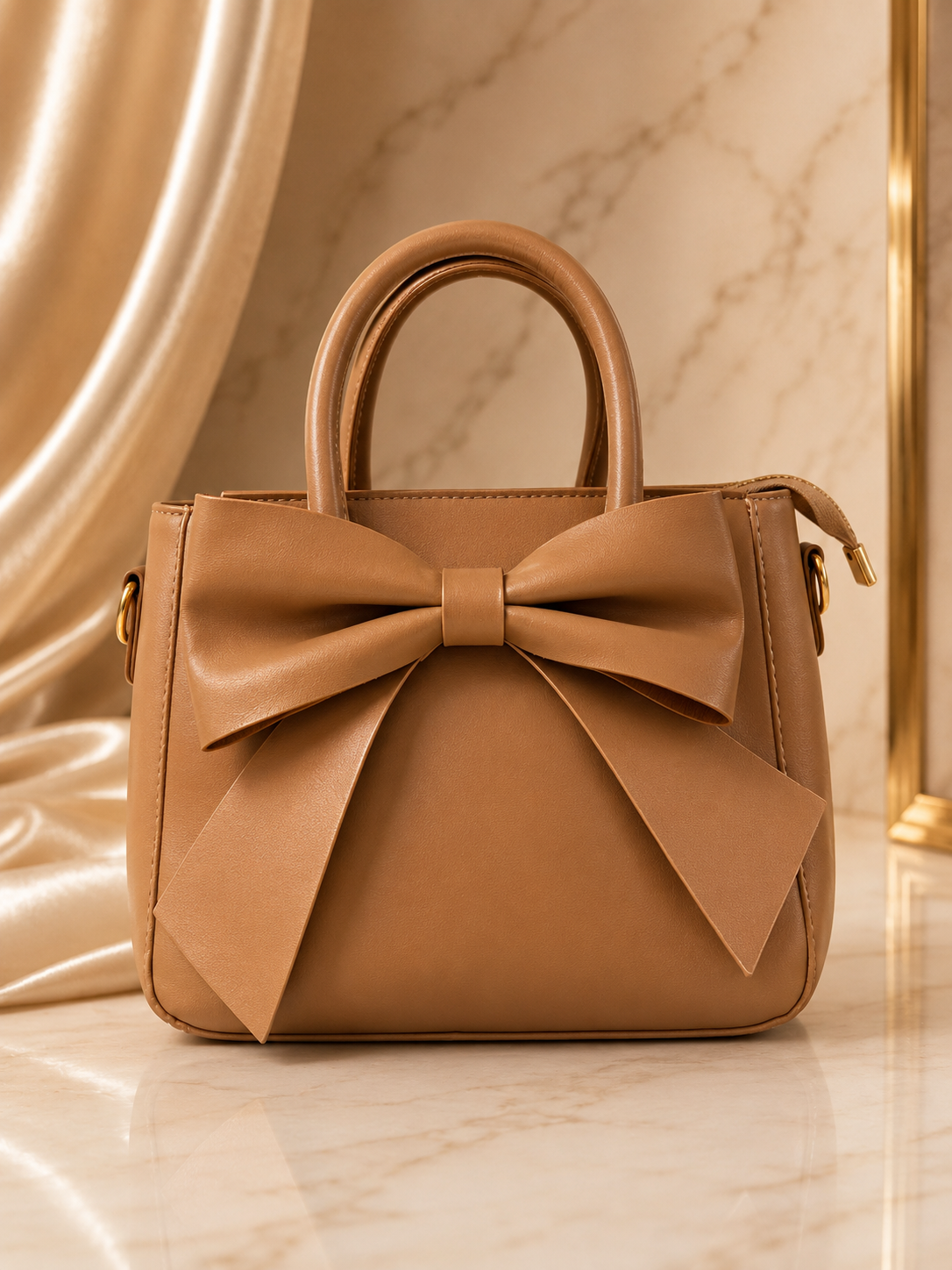 Tan bow bag