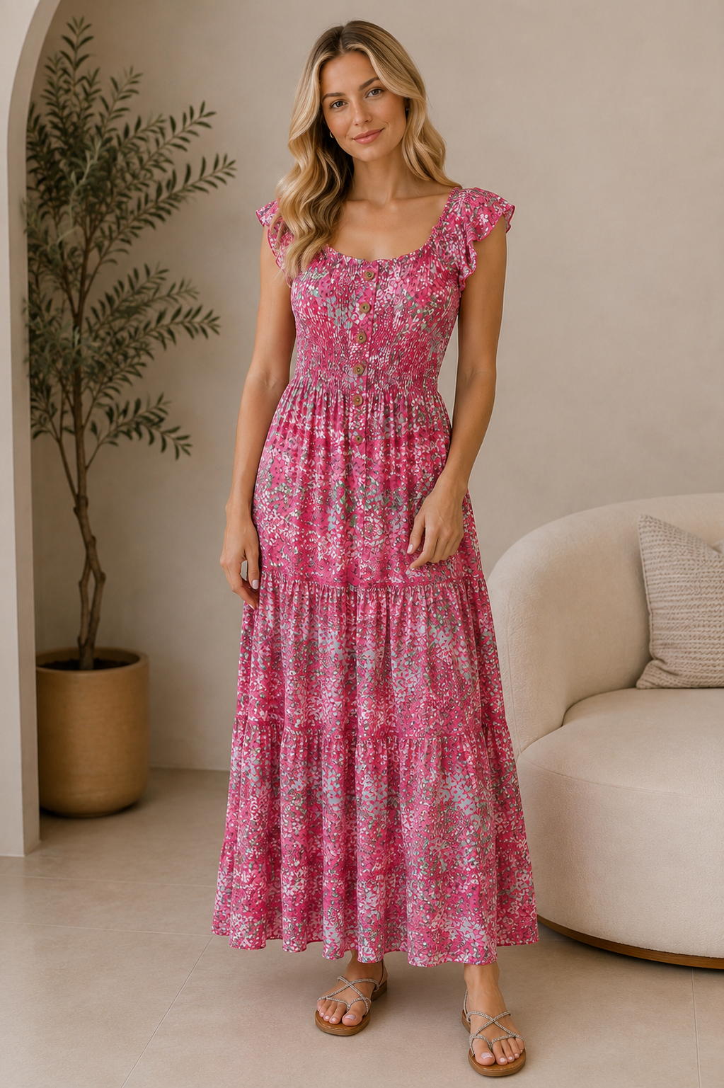Pink floral dress