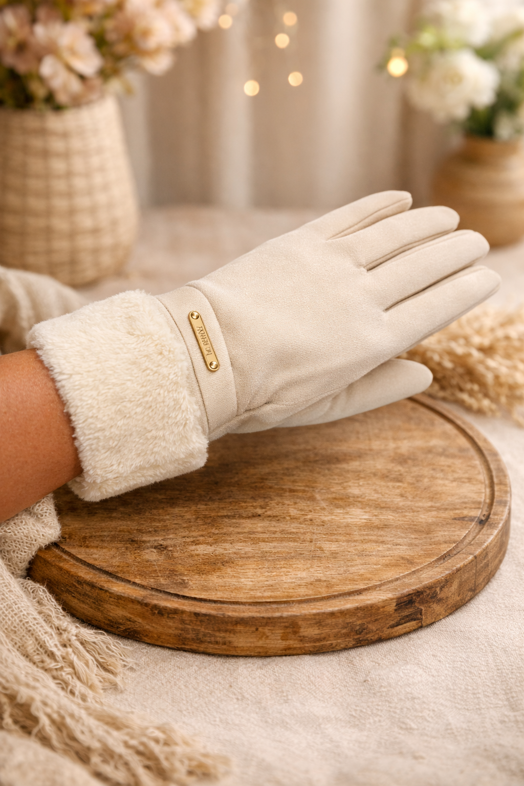 Cream gloves