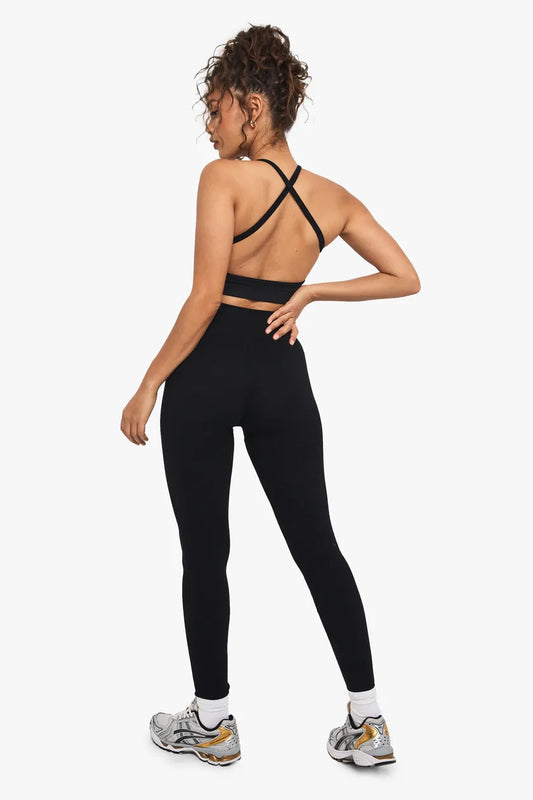 Black ribbed leggings