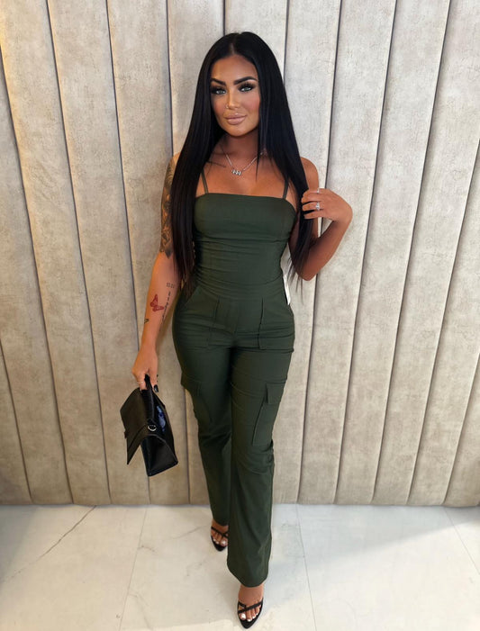 Green denim  jumpsuit
