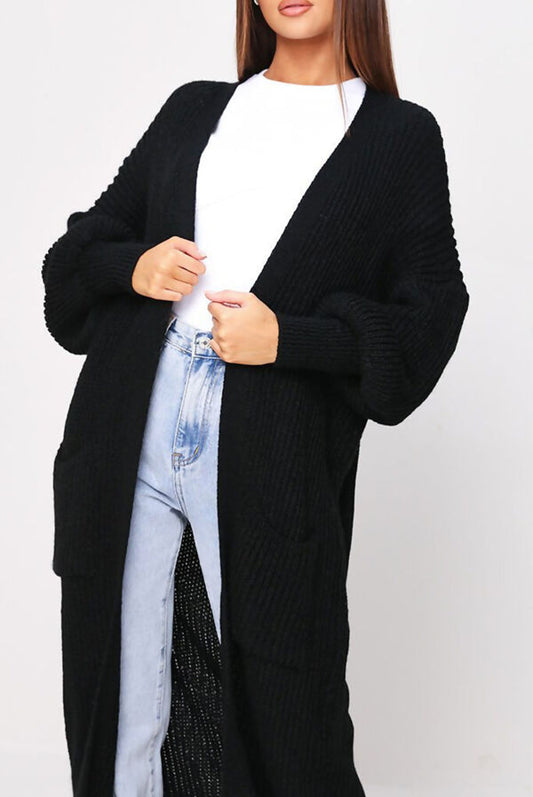 Black balloon sleeve cardigan