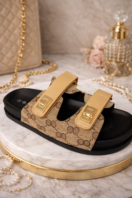 Classic Beige Monogram Slides