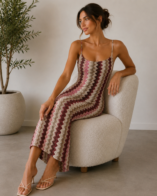 Wine striped dress