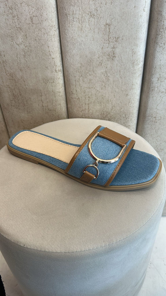 Denim slip on sandal