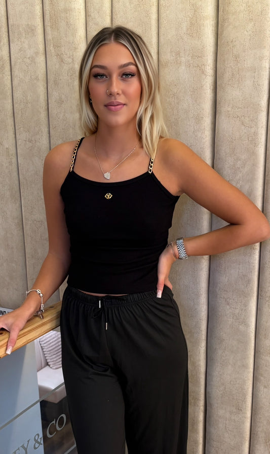 Gold chain strappy top