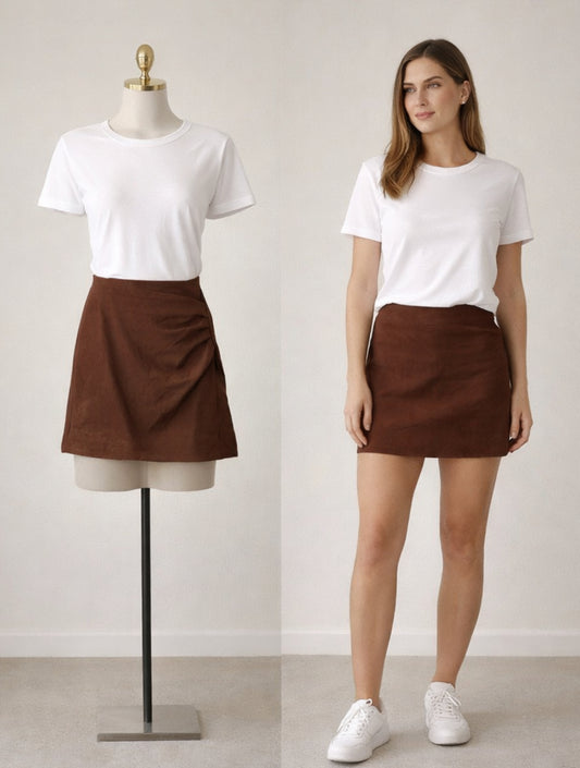 Brown suede skirt