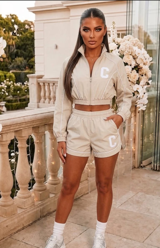 Beige short set