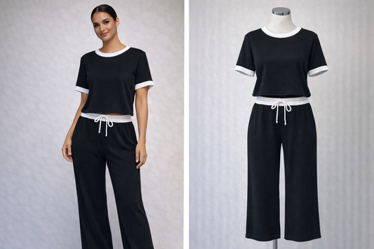 Black and whit contrast co ord