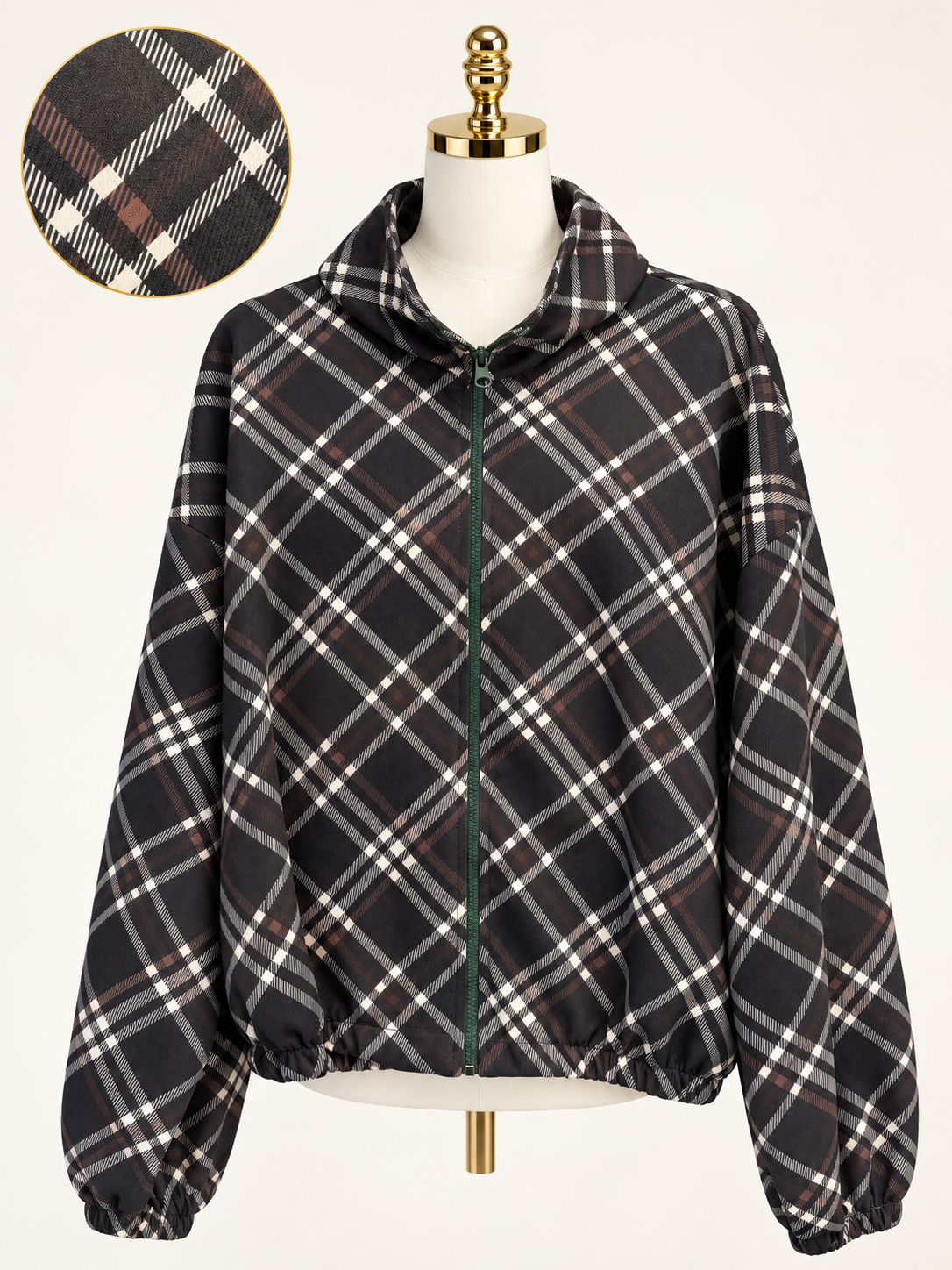 Checked windbreaker jacket