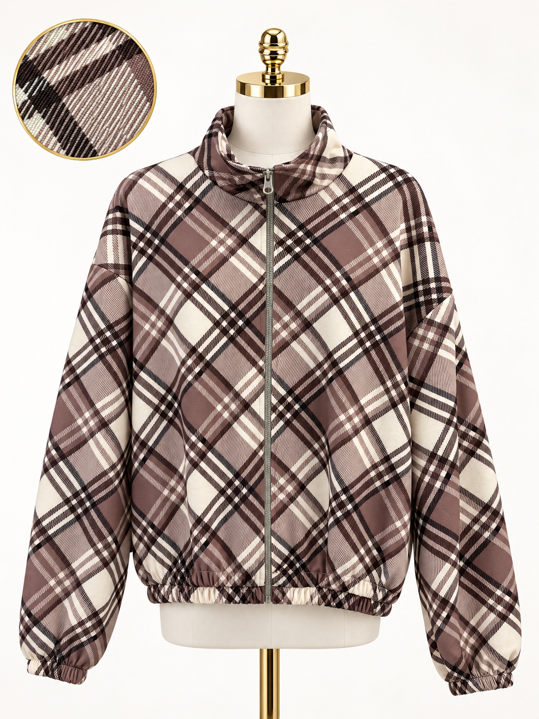 Checked windbreaker jacket