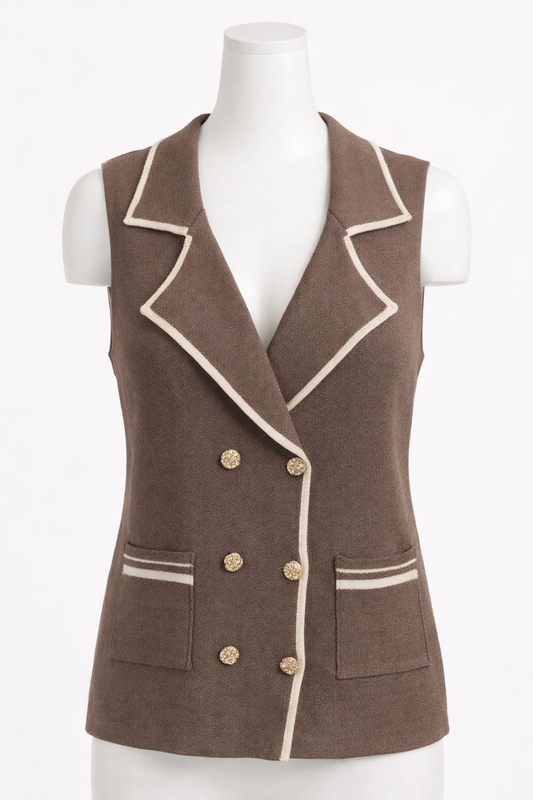 Formal knit top gold buttons