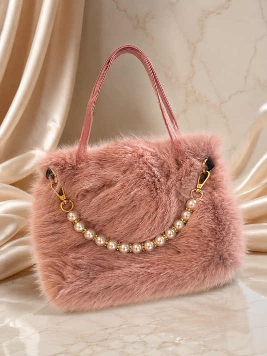 Fluffy pink ladies bag