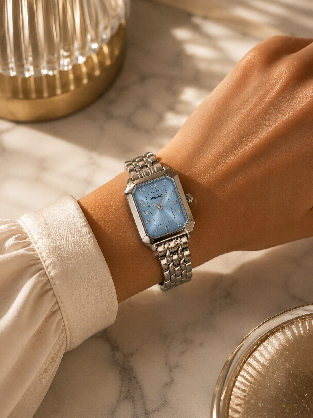 Watch with baby blue face