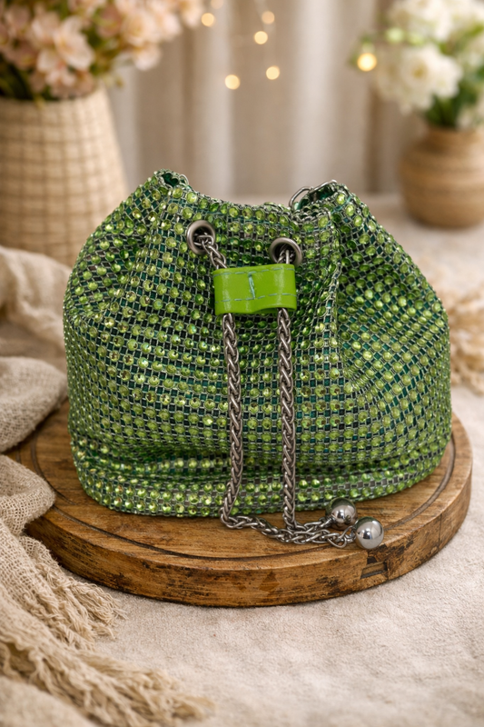 Green sequin bag