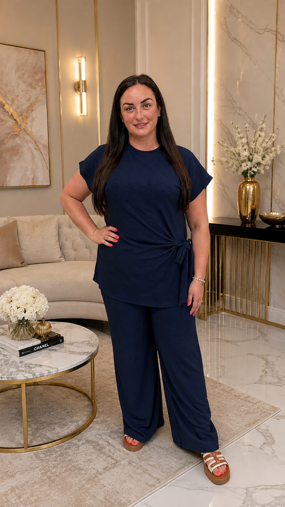 Navy blue tie waist co ord