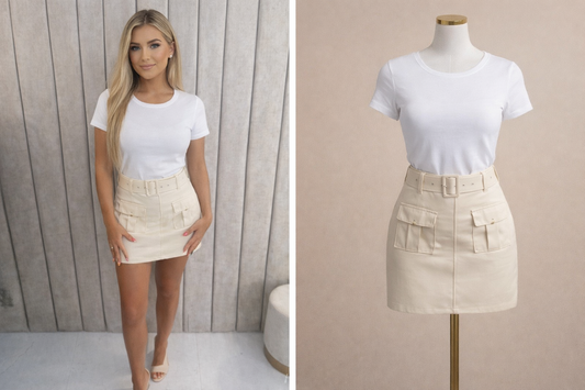 Cream cargo skort