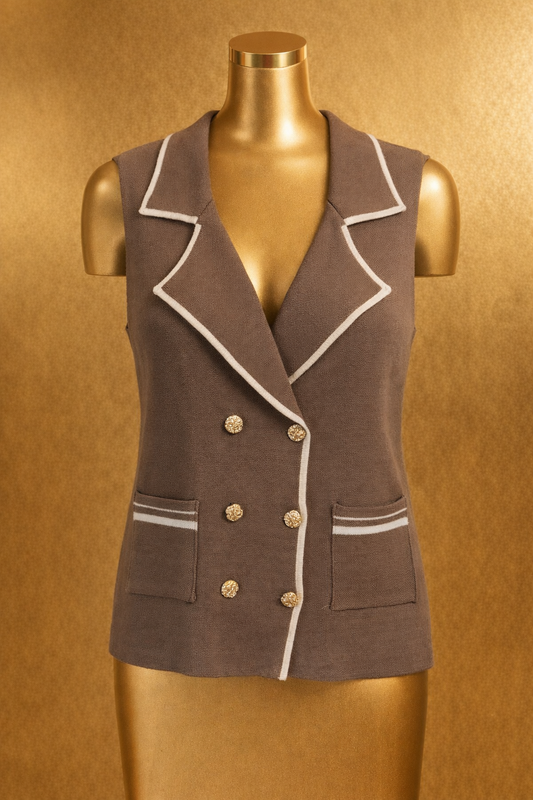 Formal knit top gold buttons